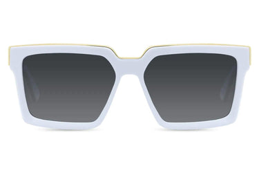 Oversized solglasögon i vit & gul acetat med svarta glas